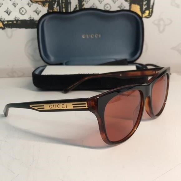 Authentic ✨ Brand New Gucci GG0980S 002 Sunglasses – Tortoise Havana with Orange - Picture 4 of 11